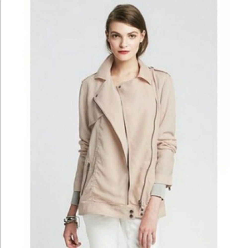 Banana Republic blush pink asymmetrical moto jacket